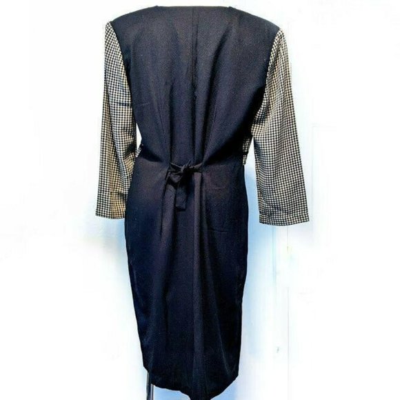 Vintage Olivia Rose Womens 12P Checkered Button Top Black Dress - Picture 3 of 7